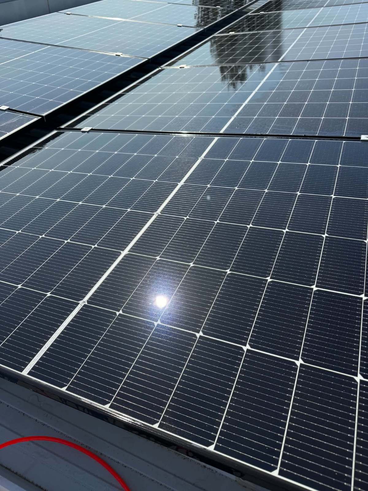 Clean solar panels on roof